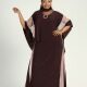 Women's Elegant Plus Size Batwing Sleeve Round Neck Mesh Splicing Kaftan Dress With Scarf Bole Clothing Wholesale Market -LIUHUA