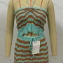 Wholesale Women's 2 Piece Striped Colorblock Knitted Wave Hem Lace Up Halter Cover Up Cami Top With Skirt  preview