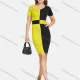 Wholesale Women's Elegant V Neck Short Sleeve Colorblock Slim Fit Knit Short Pencil Dress 2111# C621# Clothing Wholesale Market Liuhua