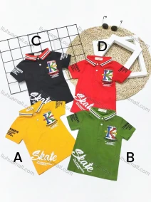Wholesale Boys Casual Short Sleeve Embroidery Letter Graphic Button Front Polo Shirts, LIUHUA CLOTHING WHOLESALE