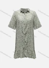 Wholesale Women's Casual Short Sleeve Buttons Down Allover Floral Print Ruffle Hem Mini Shirt Dress - Liuhuamall