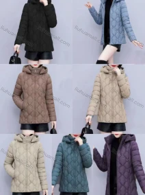 Wholesale Women's Casual Thermal Hooded Pockets Puffer Coat 813#, LIUHUA CLOTHING WHOLESALE