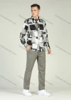 Wholesale Men's Casual Long Sleeve Button Down Geometric Print Shirt - Liuhuamall