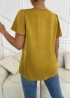 Wholesale Women's Casual Square Neck Butterfly Sleeve Button Down Plain Tops AY114# - Liuhuamall