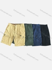 Wholesale Men's Casual Plain Button Front Multiple Pockets Cargo Shorts, LIUHUA CLOTHING WHOLESALE