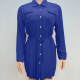 Women's Casual Collared Long Sleeve Button Down Plain Pleated Shirt Dress 7# Clothing Wholesale Market -LIUHUA