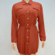 Women's Casual Collared Long Sleeve Button Down Plain Pleated Shirt Dress 18# Clothing Wholesale Market -LIUHUA