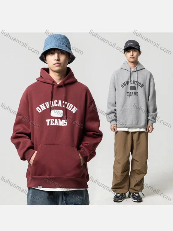 Wholesale Men's Casual Round Neck Long Sleeve Slant Pocket Letter Print Hoodie