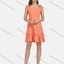 Wholesale Women's Casual Plain Bow Tie Straps Ruffle Hem Short Cami Dress N8697# preview