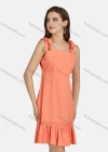 Wholesale Women's Casual Plain Bow Tie Straps Ruffle Hem Short Cami Dress N8697# - Liuhuamall