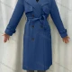 Wholesale Women's Lapel Long Sleeve Buckled Cuff Double Breasted Belted Plain Long Trench Coat 43# Clothing Wholesale Market Liuhua