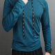 Men's Athletic Plain Pin Dot Quick Dry Long Sleeve Splicing Drawstring Hoodie 553# Cerulean Clothing Wholesale Market -LIUHUA