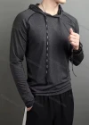 Wholesale Men's Athletic Plain Pin Dot Quick Dry Long Sleeve Splicing Drawstring Hoodie 553# - Liuhuamall