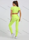 Wholesale Women's V Neck Tie Front Crop Top With High Waist Legging Sporty 2 Piece Set - Liuhuamall