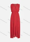Wholesale Women's Casual V Neck Ruffle Sleeve Maxi Dress - Liuhuamall