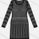 Wholesale Women's Fashion Plain Rhinestone Crew Neck Long Sleeve Bodycon Short Dress XM-07# Black Clothing Wholesale Market Liuhua