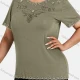 Wholesale Women's Elegant Round Neck Floral Embroidery Short Sleeve T-Shirt 7# Clothing Wholesale Market Liuhua