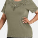 Women's Elegant Round Neck Floral Embroidery Short Sleeve T-Shirt 7# Clothing Wholesale Market -LIUHUA