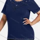 Wholesale Women's Elegant Round Neck Floral Embroidery Short Sleeve T-Shirt 11# Clothing Wholesale Market Liuhua