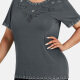 Women's Elegant Round Neck Floral Embroidery Short Sleeve T-Shirt 14# Clothing Wholesale Market -LIUHUA