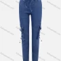 Wholesale Women's Fashion High Waist Drawstring Letter Print Flap Pockets Jeans preview