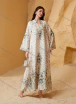 Wholesale Luxury Beaded & Pearl Embroidered Muslim Abaya, Dubai Style Flare Sleeve Modest Maxi Kaftan for Eid Ramadan, LIUHUA CLOTHING WHOLESALE