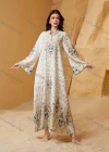 Wholesale Luxury Beaded & Pearl Embroidered Muslim Abaya, Dubai Style Flare Sleeve Modest Maxi Kaftan for Eid Ramadan - Liuhuamall