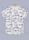 Wholesale Women's Summer Graffiti Print Round Neck Drop Shoulder Tee - Liuhuamall