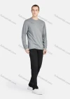 Wholesale Men's Round Neck Lightweight Embroidery Plain Casual Long Sleeve T-shirt - Liuhuamall