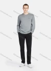 Wholesale Men's Round Neck Lightweight Embroidery Plain Casual Long Sleeve T-shirt - Liuhuamall