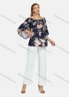 Wholesale Women's Casual Bateau Neck Butterfly Sleeve Floral Lace Up Blouse - Liuhuamall