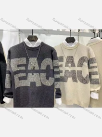 Wholesale Men's Casual Crew Neck Long Sleeve Letter Paisley Print Knit Sweaters, LIUHUA CLOTHING WHOLESALE