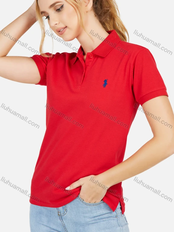 Wholesale Women's Casual Plain Short Sleeve Polo Shirt