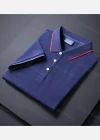Wholesale Unisex Casual Slim Fit Short Sleeve Striped Trim Polo Shirts - Liuhuamall