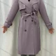 Wholesale Women's Lapel Long Sleeve Buckled Cuff Double Breasted Belted Plain Long Trench Coat 47# Clothing Wholesale Market Liuhua