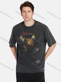 Wholesale Men's Hip Hop Loose Fit Round Neck Short Sleeve Graphic Letter T-shirt, LIUHUA CLOTHING WHOLESALE