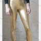 Wholesale Women's Casual High Waist Plain Leather Leggings Light Golden Clothing Wholesale Market Liuhua
