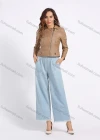 Wholesale Women's Casual Plain Long Sleeve Lapel Zipper Crop Leather Jacket - Liuhuamall