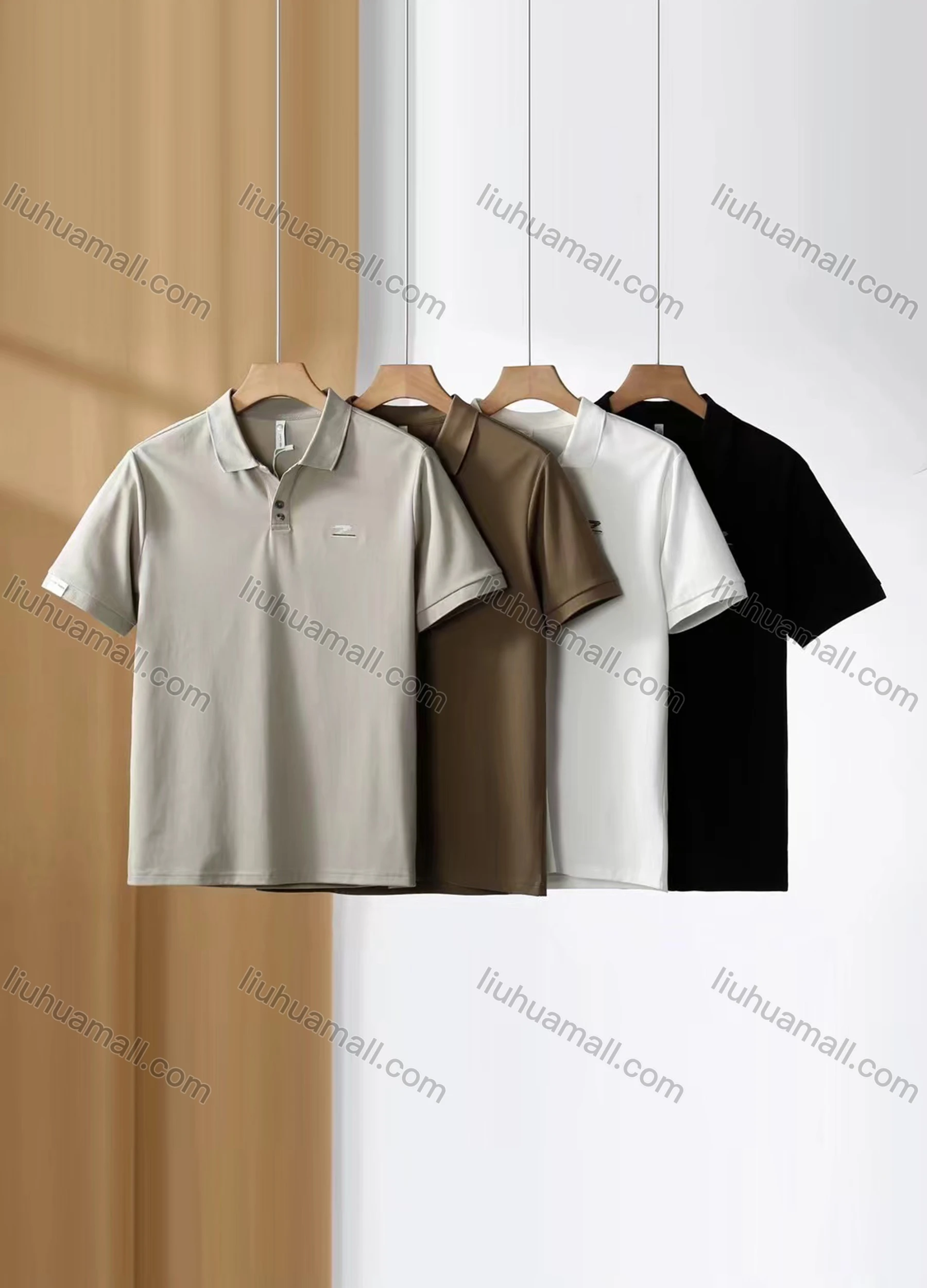 Wholesale Men's Casual Basics Plain Short Sleeve Button Front Polo Shirt E95093# - Liuhuamall