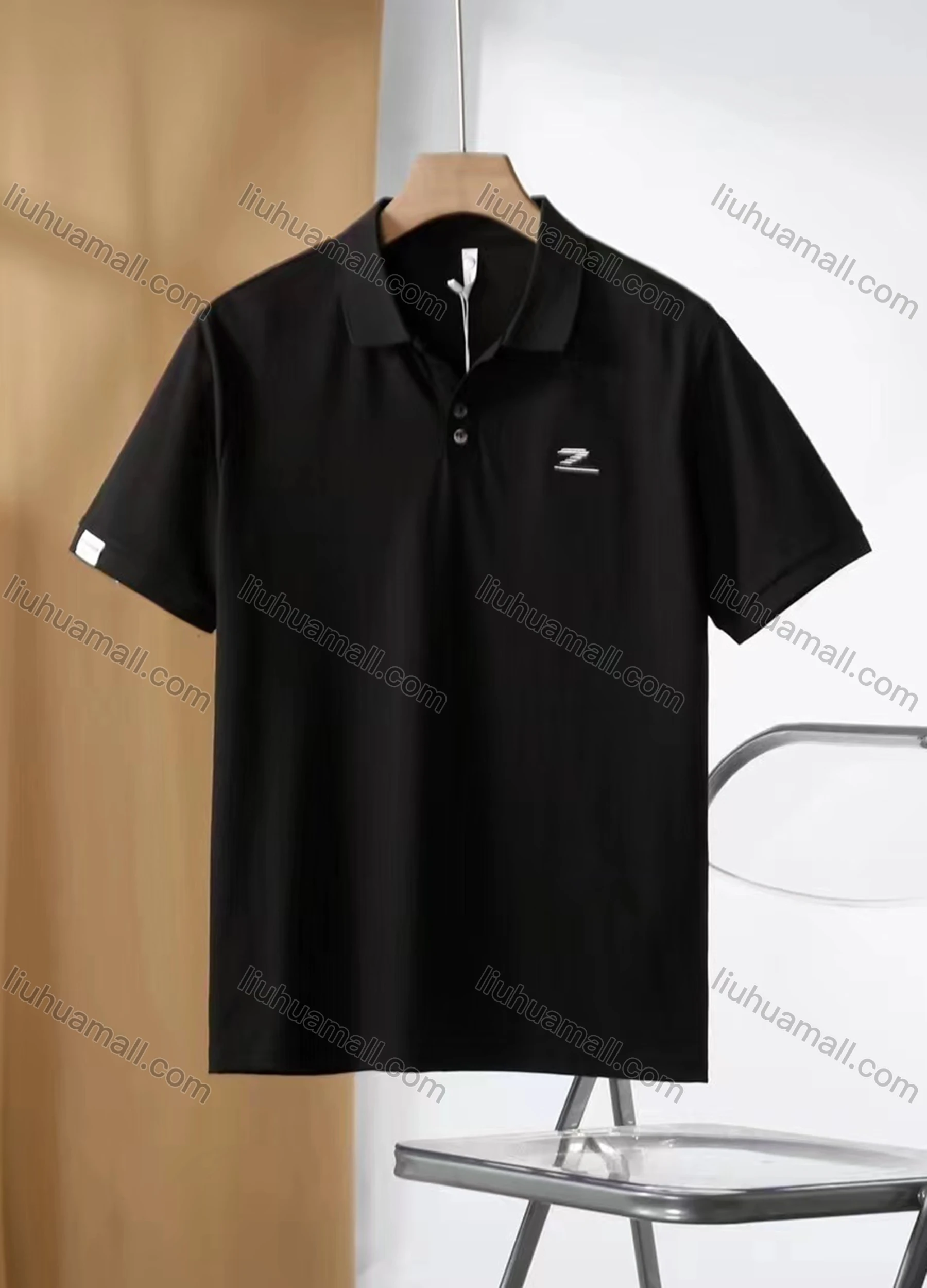 Wholesale Men's Casual Basics Plain Short Sleeve Button Front Polo Shirt E95093# - Liuhuamall
