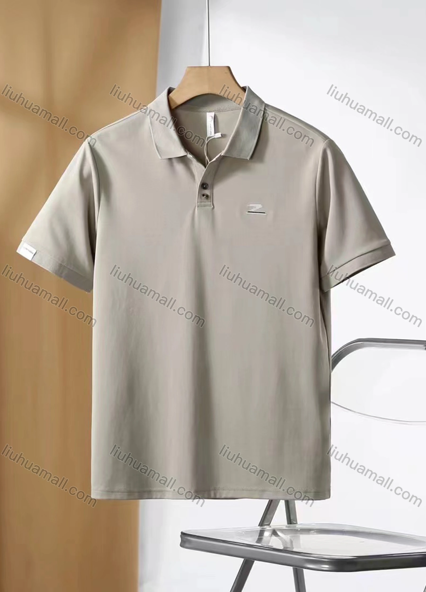 Wholesale Men's Casual Basics Plain Short Sleeve Button Front Polo Shirt E95093# - Liuhuamall