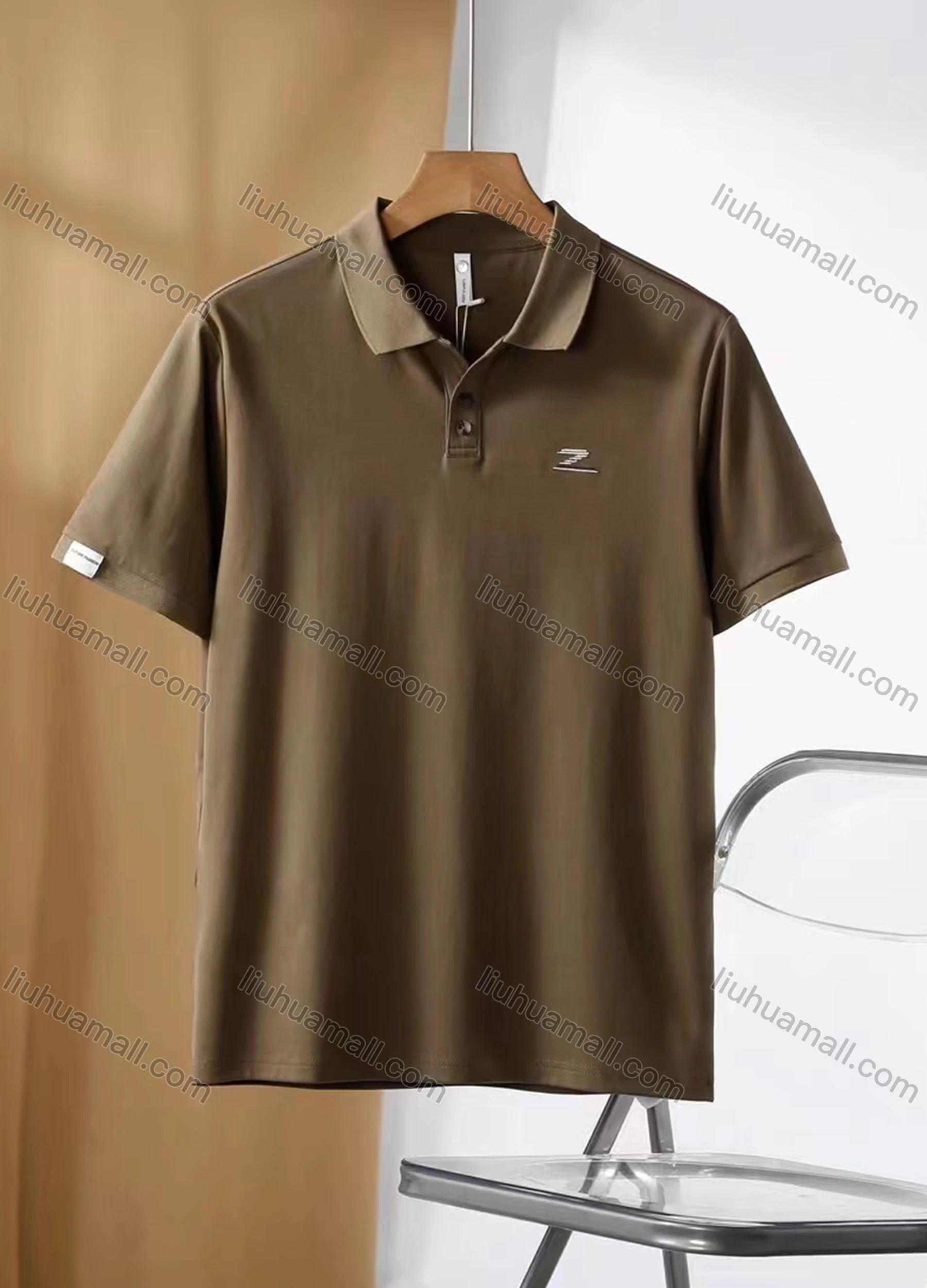 Wholesale Men's Casual Basics Plain Short Sleeve Button Front Polo Shirt E95093# - Liuhuamall