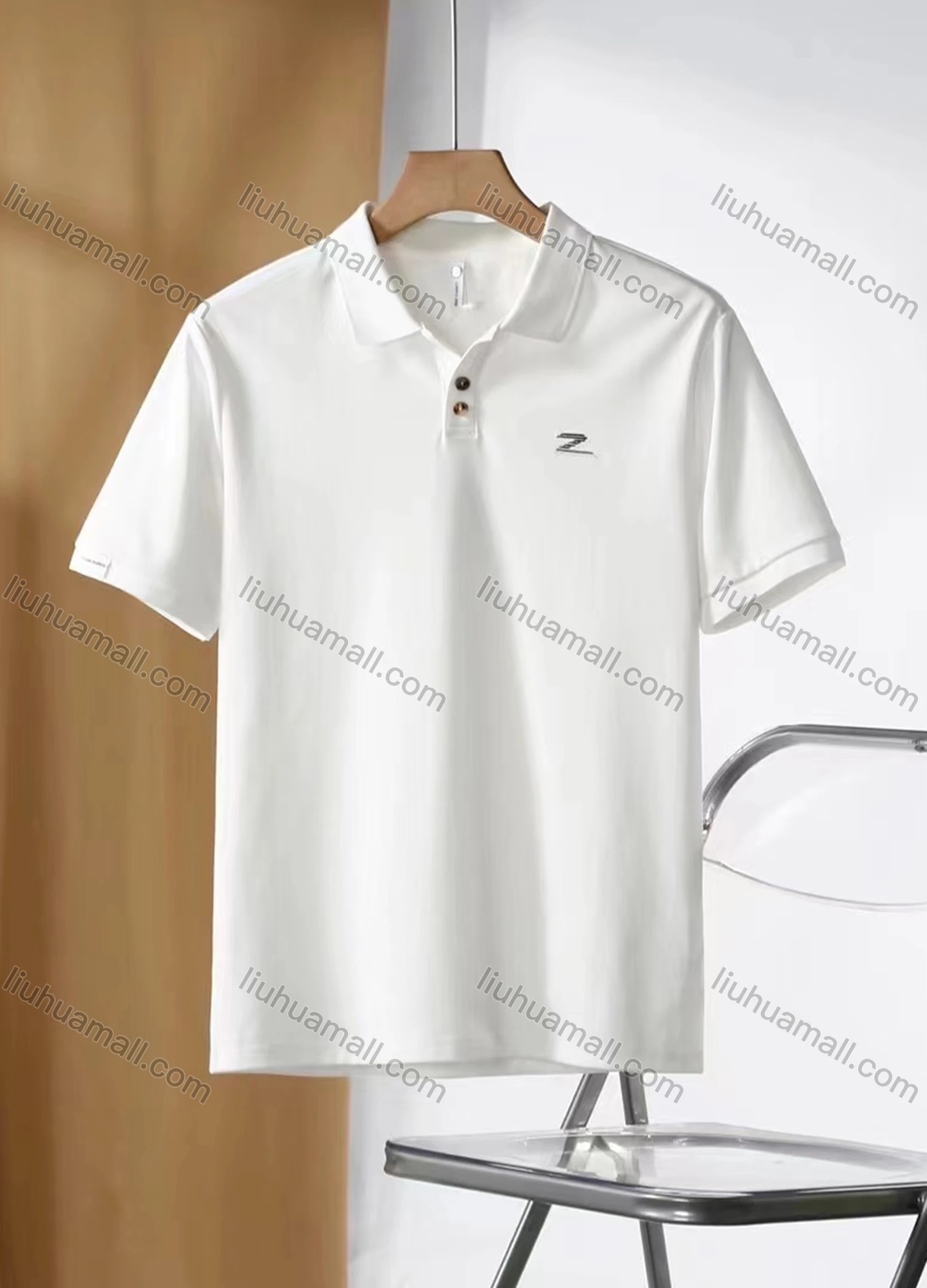 Wholesale Men's Casual Basics Plain Short Sleeve Button Front Polo Shirt E95093# - Liuhuamall