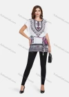 Wholesale Women's LightWeight Loose Fit Batwing Sleeve Tribal Print Mid Length Top With Belt - Liuhuamall