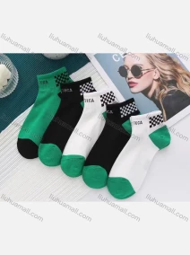 Wholesale Boys Comfy Letter Checkerboard Print Crew Ankle Socks(10 Piece of Pack), LIUHUA CLOTHING WHOLESALE
