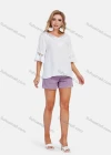Wholesale Women's Boho Plain Ruffle Sleeve Lace Pearl Applique Cut Out Blouse - Liuhuamall