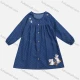 Wholesale Girls' Fall Round Neck Cartoon Pin Dot Ruched Long Sleeve Button Down Dress Blue Guangzhou Clothing Wholesale Market & Suppliers -LIUHUAMALL