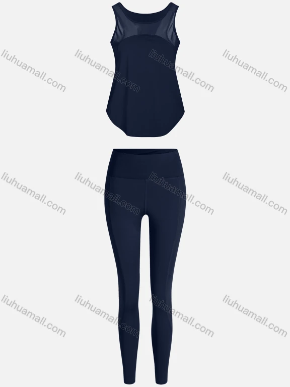 Wholesale Women's Sporty Breathable Mesh Quick Dry Letter Tank Top & Seamless Leggings 2 Piece Yoga Workout Outfits 1008#&1017#