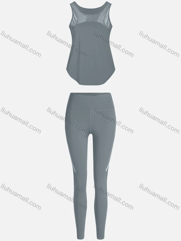 Wholesale Women's Sporty Breathable Mesh Quick Dry Letter Tank Top & Seamless Leggings 2 Piece Yoga Workout Outfits 1006#&1017#