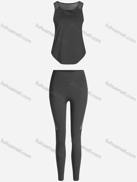 Wholesale Women's Sporty Breathable Mesh Quick Dry Plain Tank Top & Seamless Leggings 2 Piece Yoga Workout Outfits 1006#&1016#